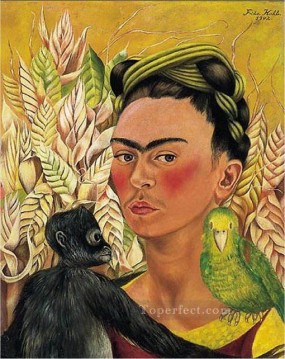 Frida Kahlo Painting - Autorretrato con mono y loro feminismo Frida Kahlo